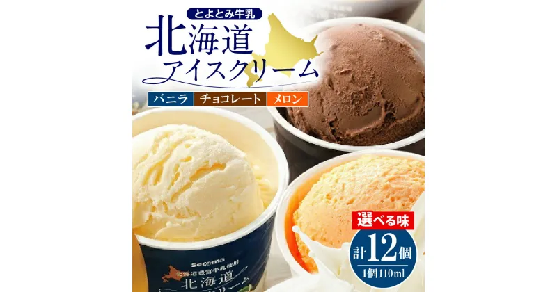 【ふるさと納税】★4.66 高評価★ 北海道アイスクリーム 110ml 12個 ( 選べる : バニラ チョコレート / バニラ / メロン ) / とよとみ牛乳 アイス あいす アイスクリーム カップアイス 詰め合わせ デザート カップデザート 送料無料 贈り物 ギフト 北海道 豊富町