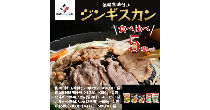 【ふるさと納税】美幌発味付きジンギスカン食べ比べ5種セット【配送不可地域：離島】 ジンギスカン じんぎすかん 豚肉 豚 肉 味噌 ミソ 北海道 美幌町 送料無料 BHRG046