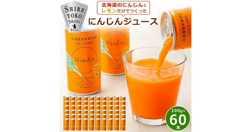 【ふるさと納税】 知床斜里産 にんじんジュース 無添加 (190g×30本×2箱) 北海道産 人参 野菜ジュース !_ ニンジンジュース ジュース 野菜 ニンジン 人気 美味しい 【配送不可地域：離島・沖縄県】【1460337】