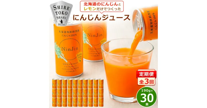 【ふるさと納税】【毎月定期便】にんじんジュース (190g×30本) 無添加 北海道産 人参 野菜ジュース 全3回【4007306】