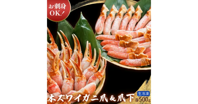 【ふるさと納税】お刺身OK！生冷凍 本ずわい蟹爪＆爪下 各500g（生食可）【03041】