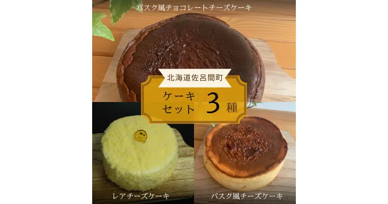 【ふるさと納税】 3種のケーキセット（バスク風チョコチーズ・レアチーズ・バスク風チーズ） 【 ふるさと納税 人気 おすすめ ランキング 菓子 ケーキ バスク風 チョコチーズ チーズケーキ レアチーズ 甘い 美味しい 北海道 佐呂間町 送料無料 】 SRMJ046