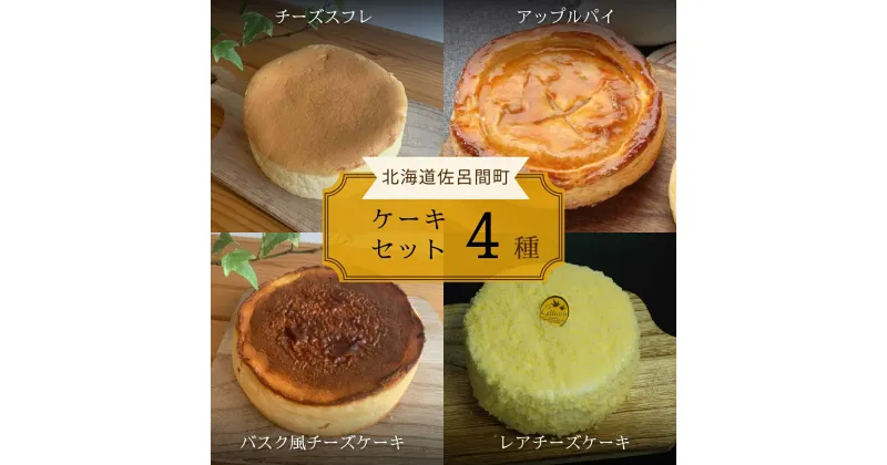 【ふるさと納税】 4種のケーキセット（チーズスフレ・アップルパイ・バスク風チーズケーキ・レアチーズ） 【 ふるさと納税 人気 おすすめ ランキング チーズスフレ アップルパイ チーズケーキ レアチーズケーキ バスク風 北海道 佐呂間町 送料無料 】 SRMJ076