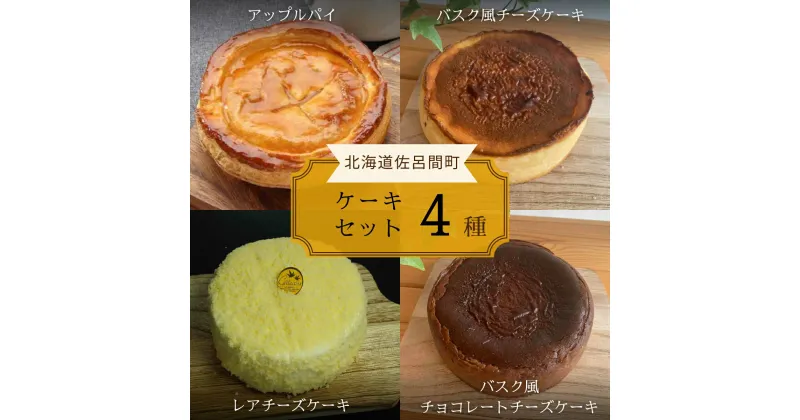 【ふるさと納税】 4種のケーキセット（アップルパイ・バスク風チーズケーキ・レアチーズ・バスク風チョコチーズ） 【 ふるさと納税 人気 おすすめ ランキング アップルパイ バスク風 チーズケーキ レアチーズケーキ チョコチーズケーキ 北海道 佐呂間町 送料無料 】 SRMJ080