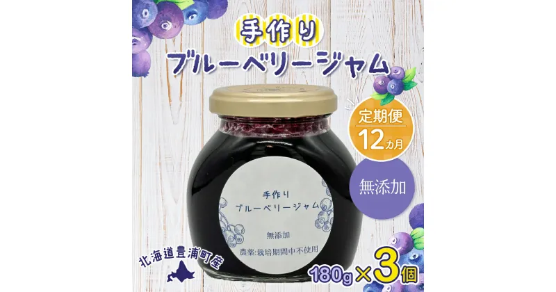 【ふるさと納税】【定期便12カ月】北海道 豊浦町産 無添加手作り ブルーベリージャム180g×3個 【 ふるさと納税 人気 おすすめ ランキング 果物 ブルーベリー 国産ブルーベリー ブルーベリージャム 手作り 無添加 大容量 おいしい 定期便 北海道 豊浦町 送料無料 】 TYUS001