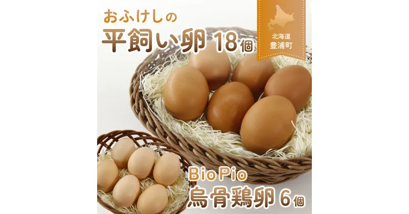 【ふるさと納税】北海道 豊浦 おふけしの平飼い卵18個＋BioPio 烏骨鶏卵 6個 【 ふるさと納税 人気 おすすめ ランキング 卵 たまご タマゴ 鶏 ニワトリ 平飼い おいしい 美味しい 新鮮 朝ごはん 朝食 北海道 豊浦町 送料無料 】 TYUZ005