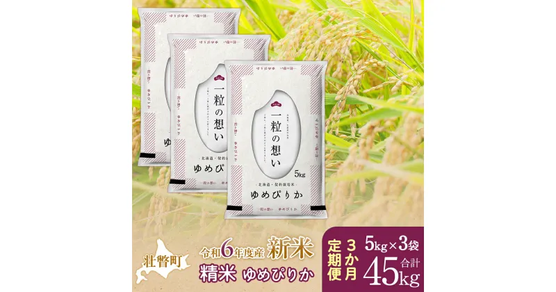 【ふるさと納税】【新米】【令和6年産米】北海道壮瞥産 ゆめぴりか 計45kg（5kg×3袋 3ヵ月定期配送） 【 ふるさと納税 人気 おすすめ ランキング 新米 米 お米 コメ こめ ゆめぴりか 精米 白米 ごはん ご飯 壮瞥産 定期便 北海道 壮瞥町 送料無料 】 SBTE047