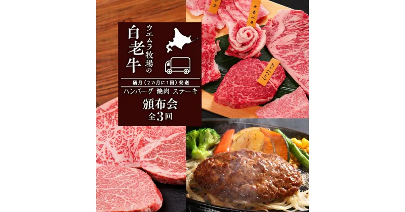 【ふるさと納税】 定期便 頒布会 全3回 お楽しみ 白老牛 ハンバーグ 焼肉 ステーキ ウエムラ牧場牛肉 ハンバーグ 焼肉 ステーキ サーロイン ショトーブリアン 白老牛 黒毛和牛 北海道 チーズ 北海道ふるさと納税 白老 ふるさと納税 北海道