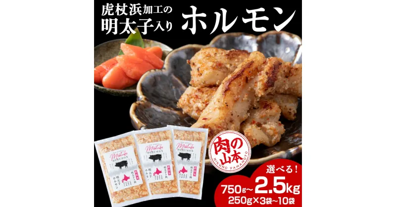 【ふるさと納税】明太子入り 味付けホルモン 選べる3パック～10パック 1パック250g ＜肉の山本＞ 北海道 豚肉 焼肉　CD005焼肉 豚肉 ホルモン 味付き たれ 明太子 北海道ふるさと納税 白老 ふるさと納税 北海道