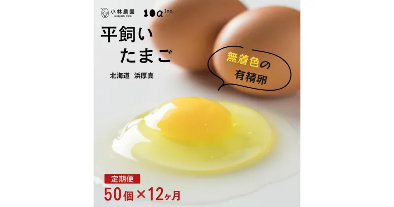 【ふるさと納税】【12回定期便】平飼い有精卵 50個/月 無投薬 安心安全 こだわり たまご 玉子 生卵 鶏卵 タマゴ 北海道 厚真町 国産 【送料無料】