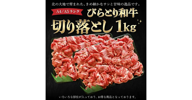 【ふるさと納税】【A4/A5ランク黒毛和牛】びらとり和牛切り落とし1kg ふるさと納税 人気 おすすめ ランキング びらとり和牛 黒毛和牛 和牛 肉 すき焼き 北海道 平取町 送料無料 BRTB013