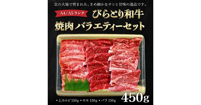 【ふるさと納税】【A4/A5ランク黒毛和牛】びらとり和牛焼肉バラエティーセット450g ふるさと納税 人気 おすすめ ランキング びらとり和牛 黒毛和牛 和牛 肉 焼肉 北海道 平取町 送料無料 BRTB022