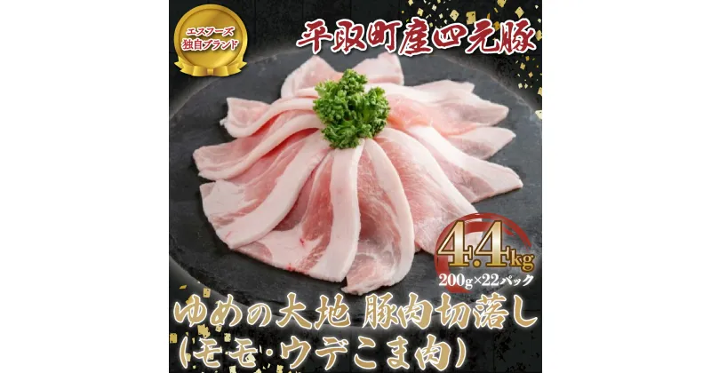 【ふるさと納税】【平取町産四元豚】ゆめの大地豚肉切落し（モモ・ウデこま肉）200g×22パック計4.4kg ふるさと納税 人気 おすすめ ランキング 豚肉 肉 豚肉切り落とし 北海道 平取町 送料無料 BRTD003