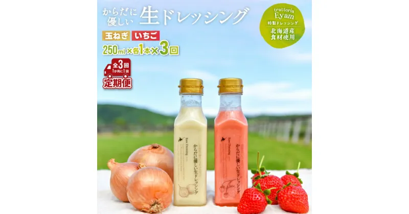 【ふるさと納税】【家庭用】からだに優しい『生ドレッシング』定期便(全3回)[52-1326]※離島・沖縄県発送不可※ 北海道 浦河 ふるさと納税 ドレッシング いちご 玉ねぎ セット 無添加 詰め合わせ 定期便 送料無料